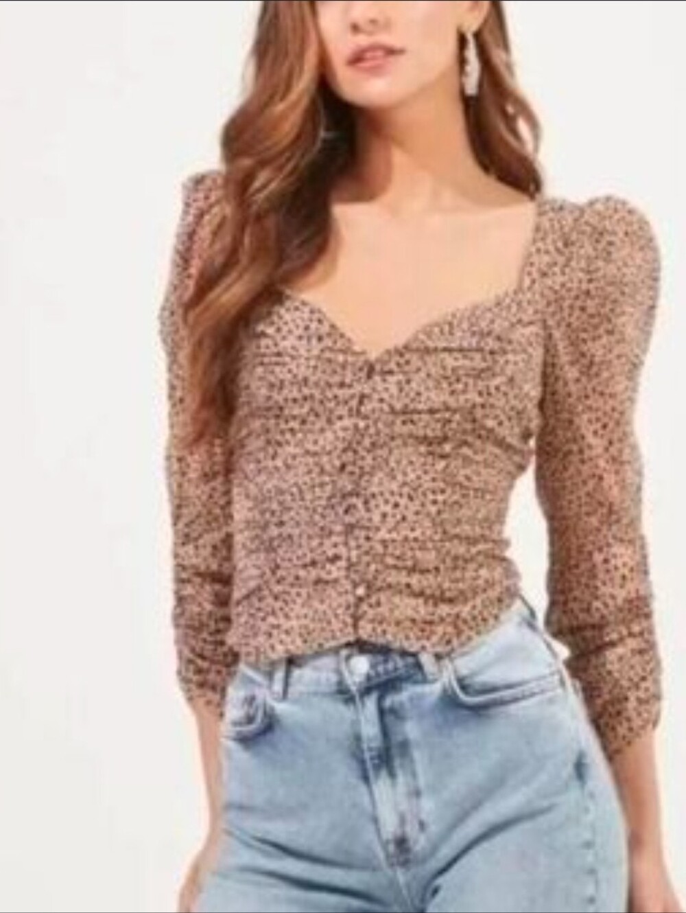 ASTR THE LABEL X REVOLVE Animal Print Cinched Button Front Blouse - XS